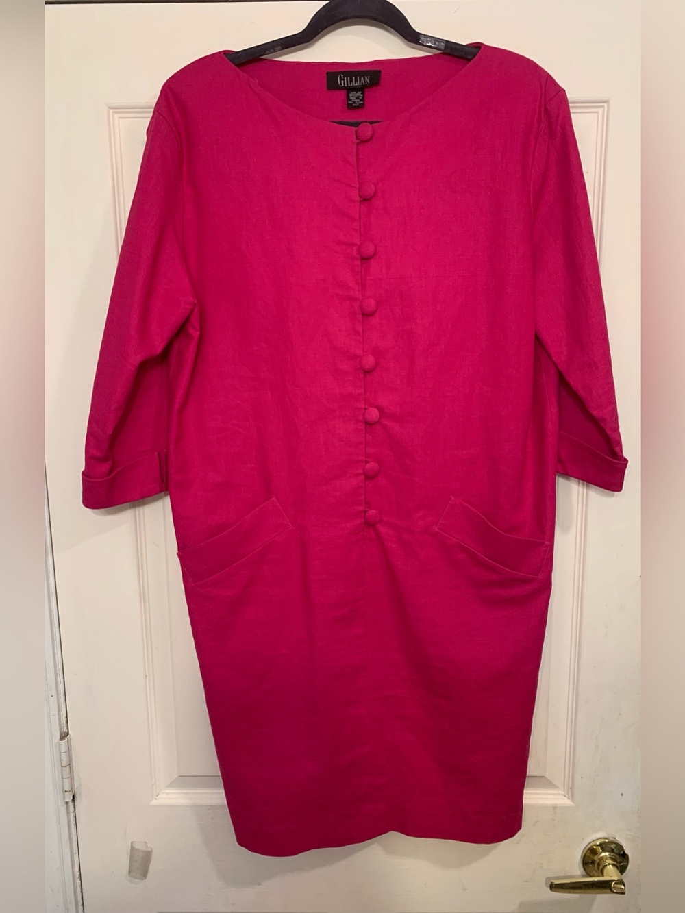Gillian Hot Pink 1980s Size 10 Lined Blend Shift Dress. 3829